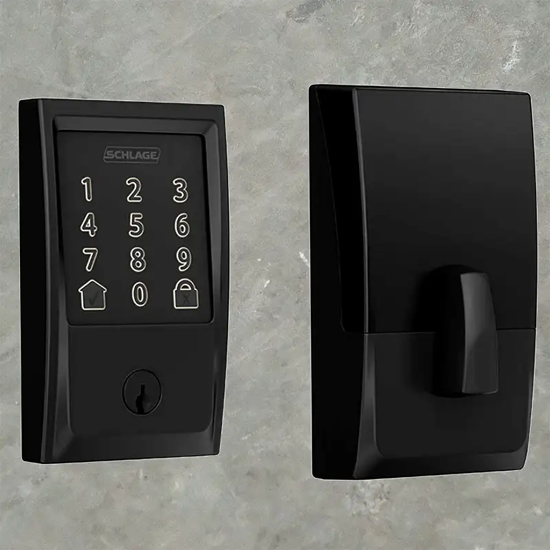 A Schlage smart lock with number pad for entry code